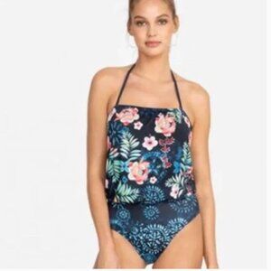 Johnny Was Annia One Piece Blouson Floral Print Swimsuit NWT